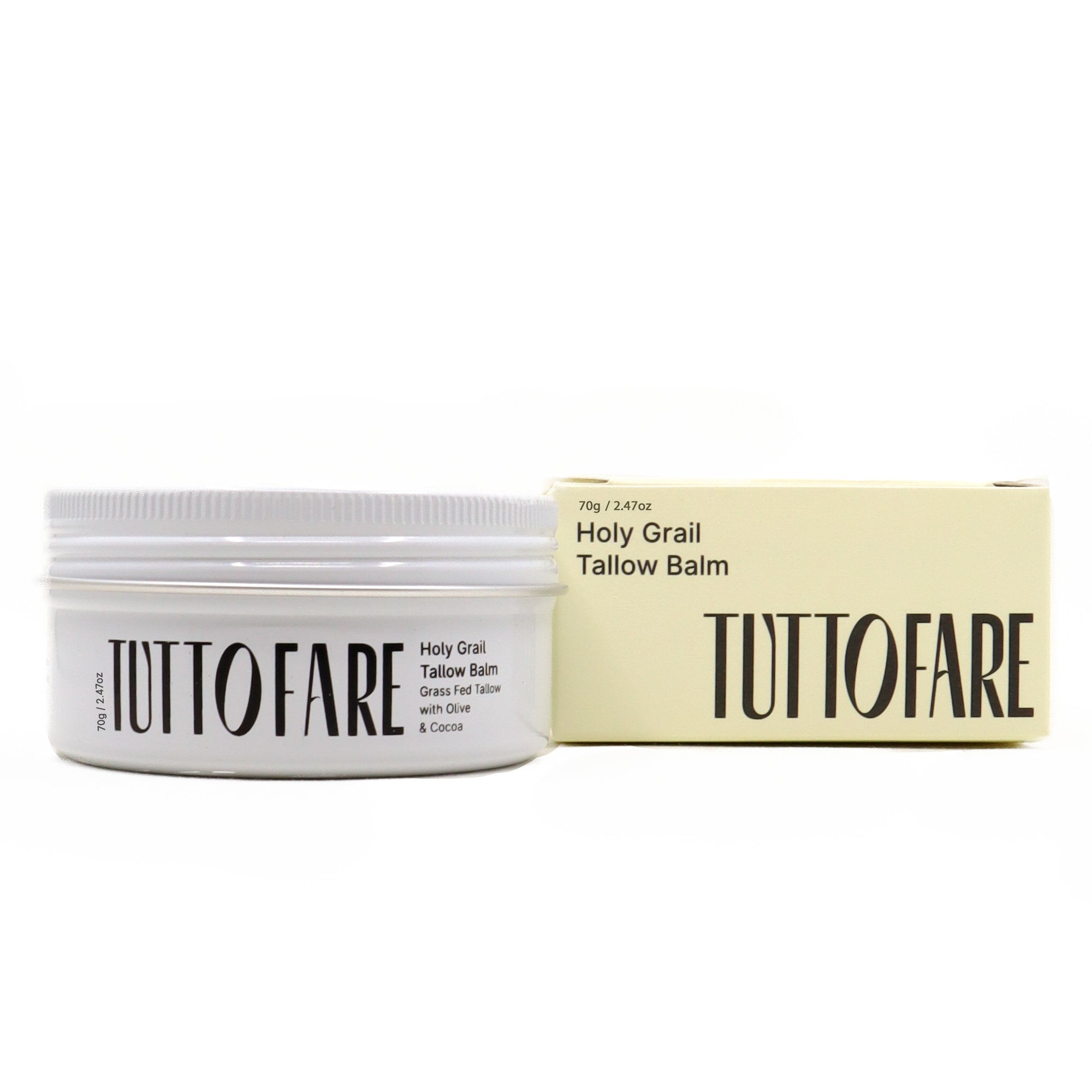 Tuttofare Holy Grail Tallow Balm is a tallow cream natural skincare product with beef tallow, jojoba oil, olive and cocoa butter made in Australia